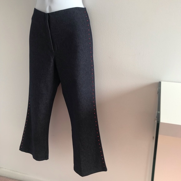 Petra Denim Dark Blue Capri Jeans with Ruby Red Studs 90’s Y2K - Picture 3 of 16